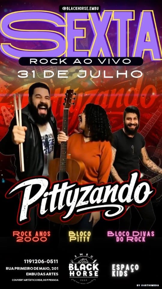 Flyer de Cover Pitty e Bloco Divas do Rock