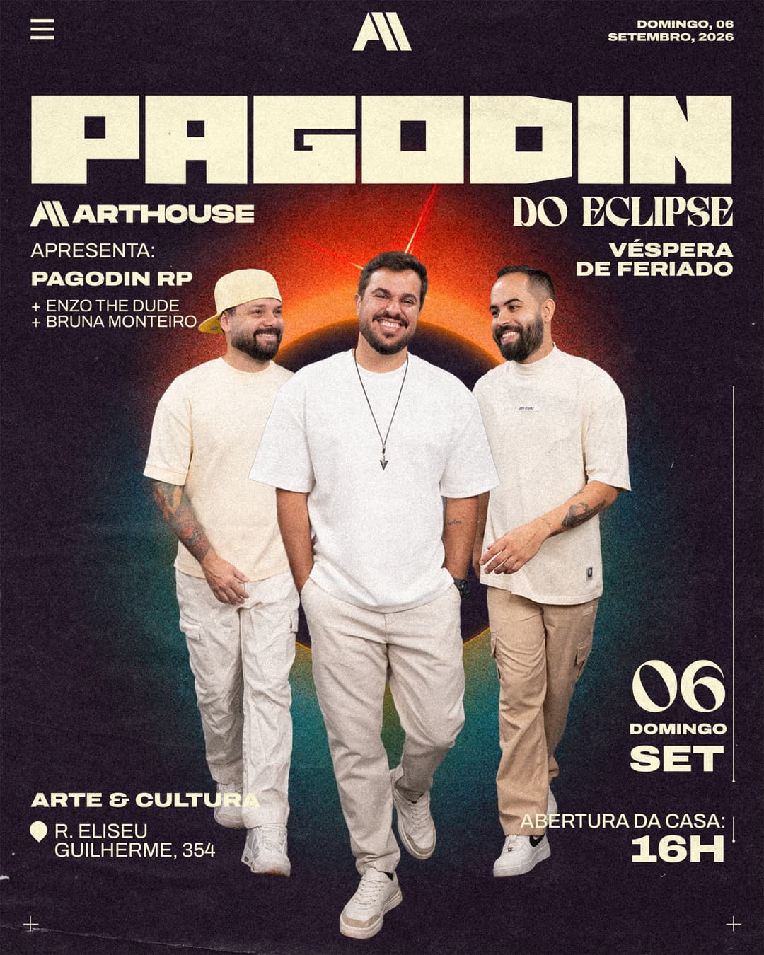 Flyer de Enzo the Dude, Pagodin RP e Bruna Monteiro