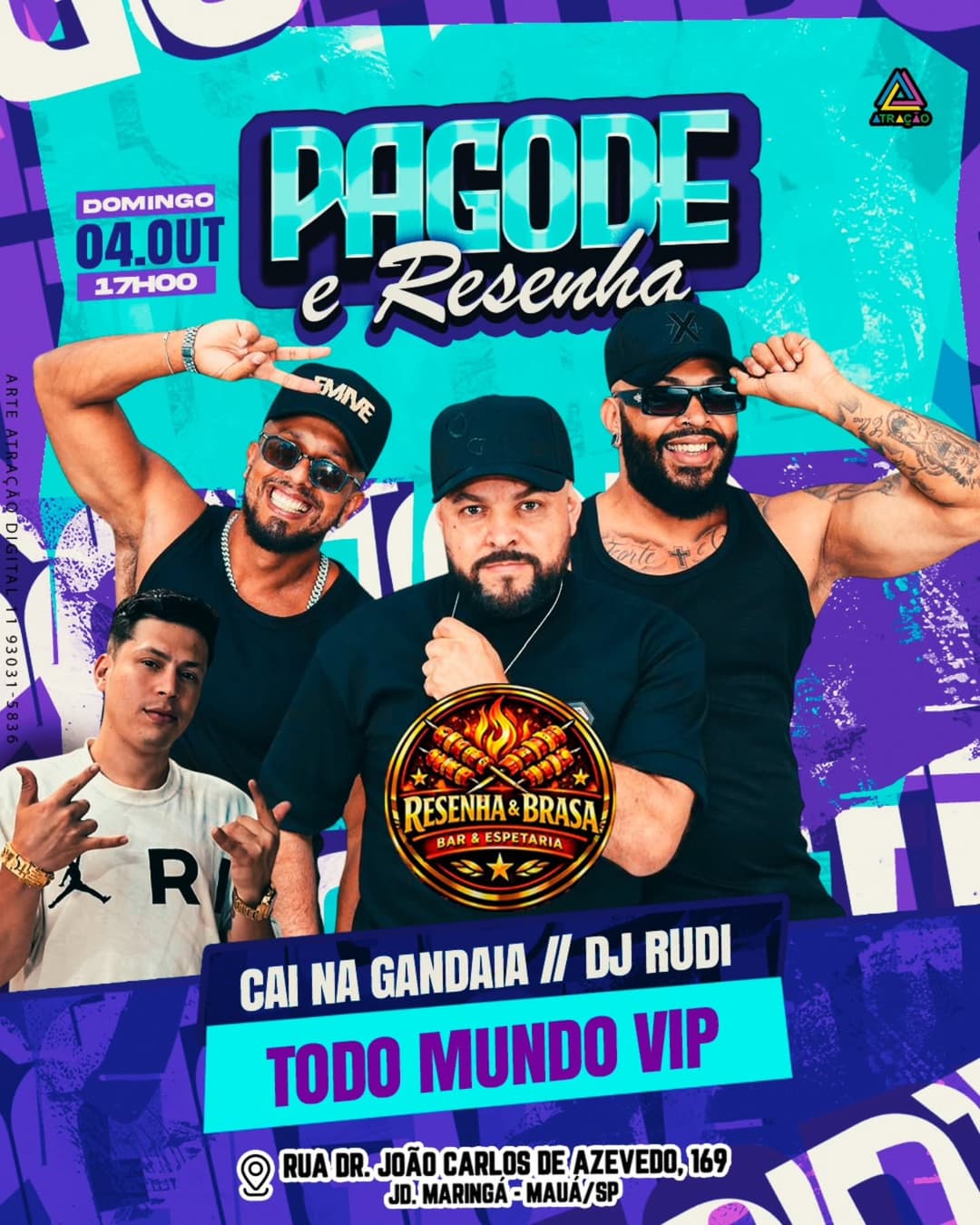 Flyer de Caia na gandaia e DJ Rudi
