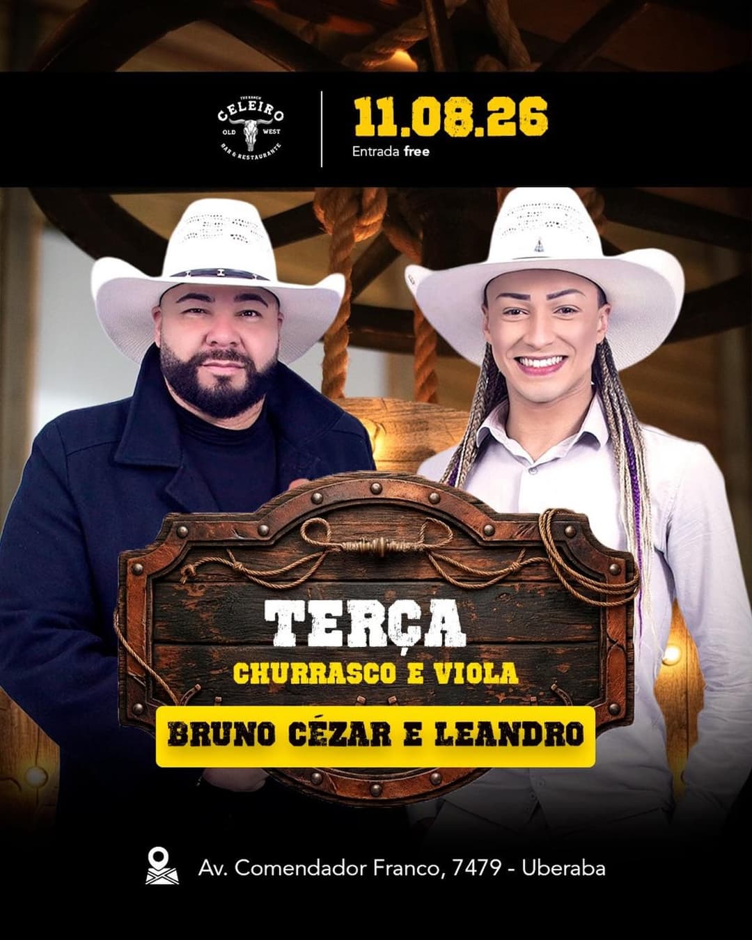 Flyer de Bruno Cézar e Leandro