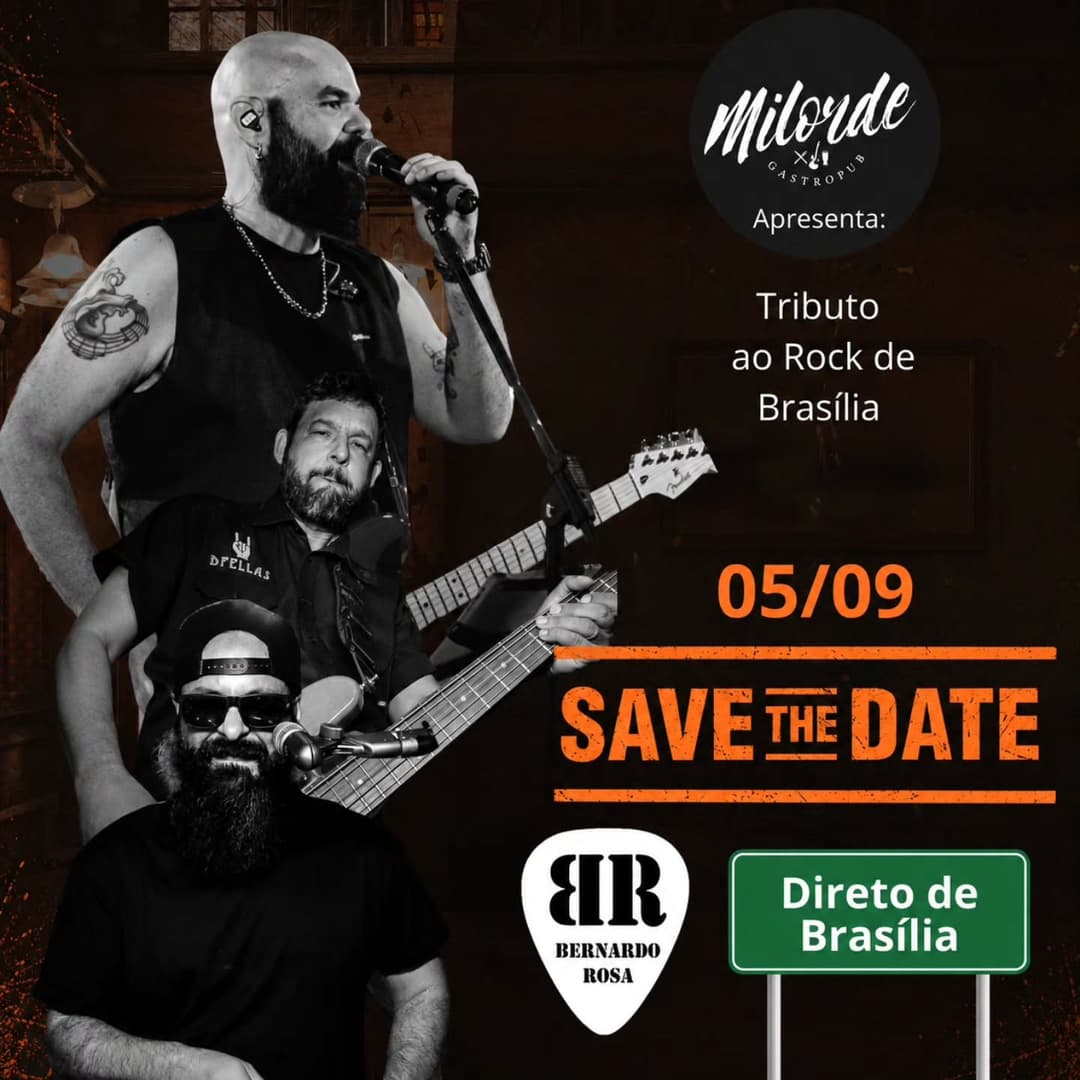 Flyer de Bernardo Rosa e Tributo ao Rock de Brasília