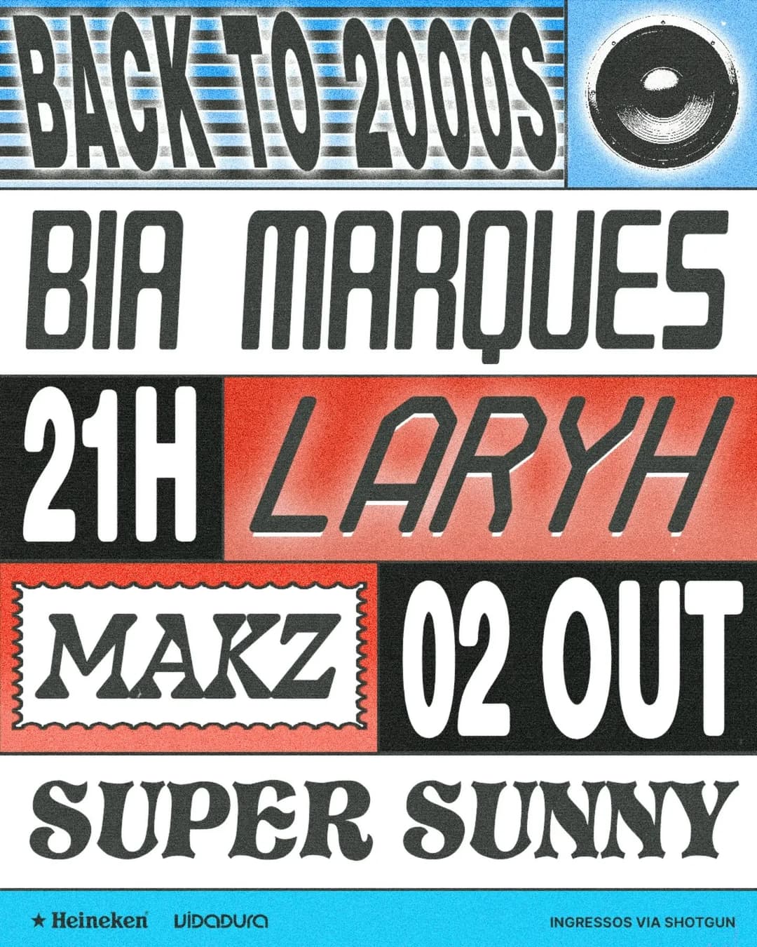 Flyer de Super Sunny, Larissa, Makz e Bia Marques
