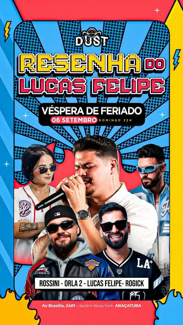 Flyer de Lucas Felipe, Orla2, Rossini e Rogick