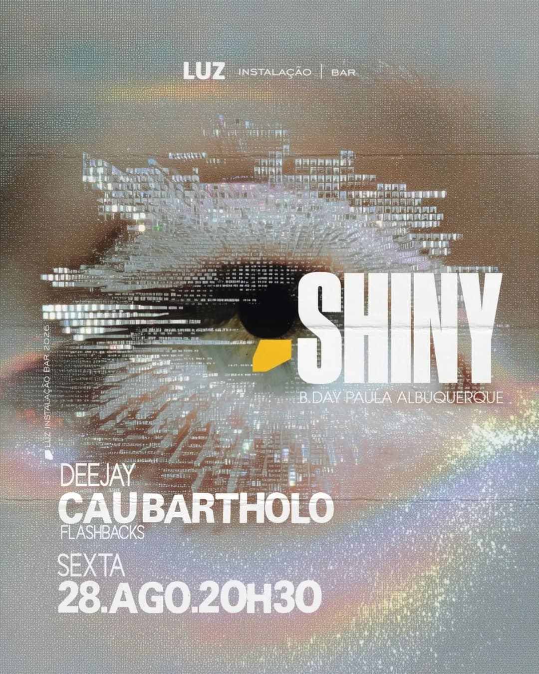 Flyer de Paula Albuquerque e DJ Cau Bartholo
