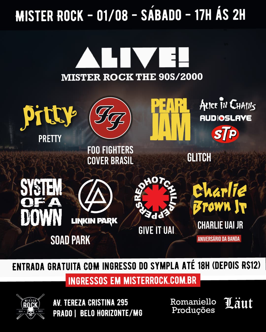 Flyer de Foo Fighters Cover Brasil e mais 5 artistas