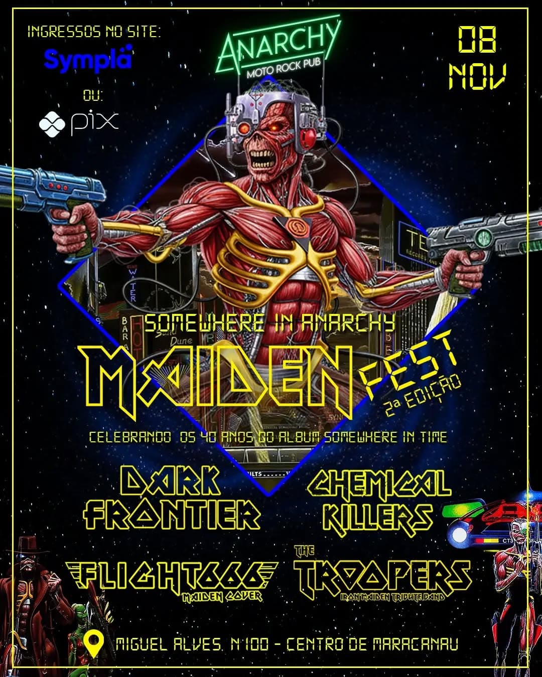 Flyer de The Troopers, Dark Frontier e mais 2 artistas