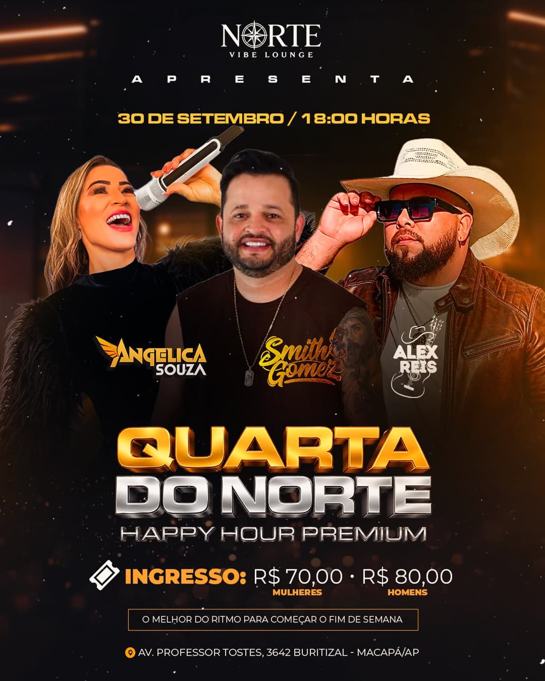 Flyer de Angelica Souza, Smith Gomez e Alex Reis