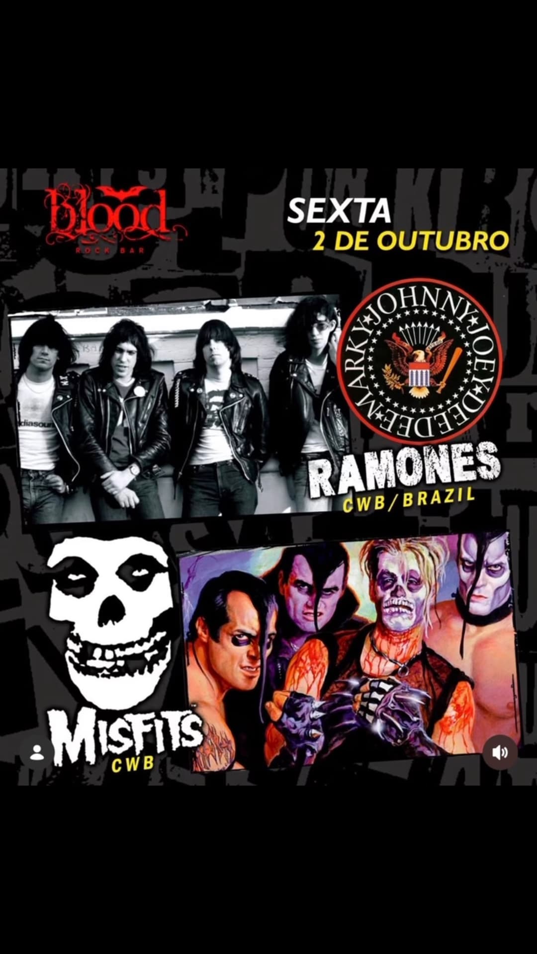 Flyer de Ramones e Misfits CWB