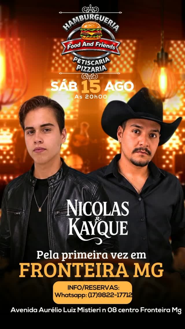 Flyer de Nicolas e Kayque