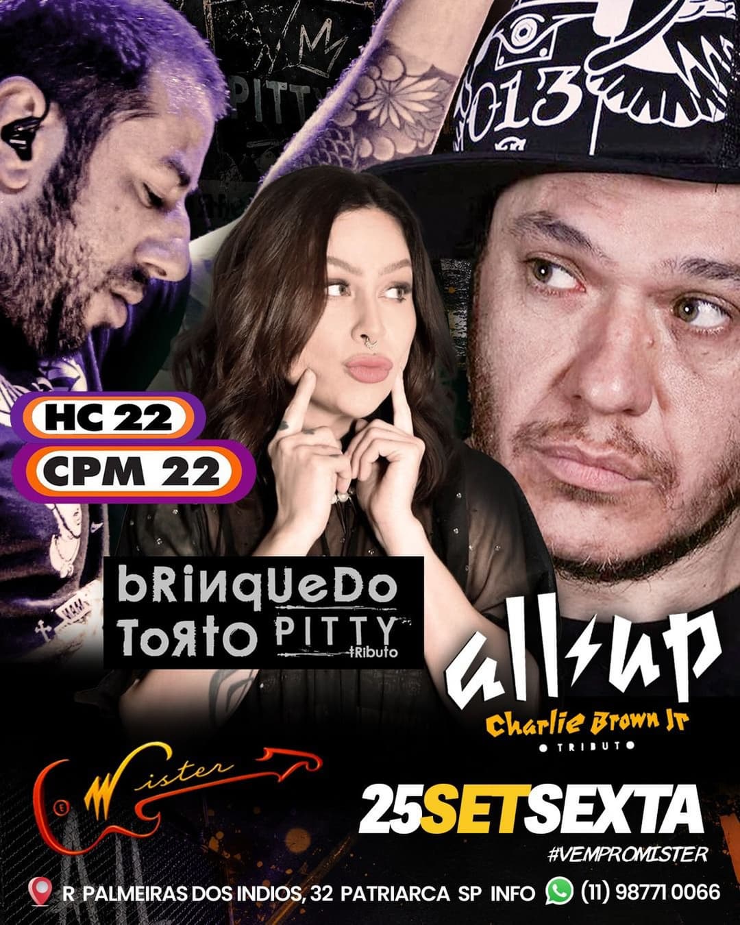 Flyer de HC 22, BRINQUEDO TORTO e CHARLIE BROWN JR.