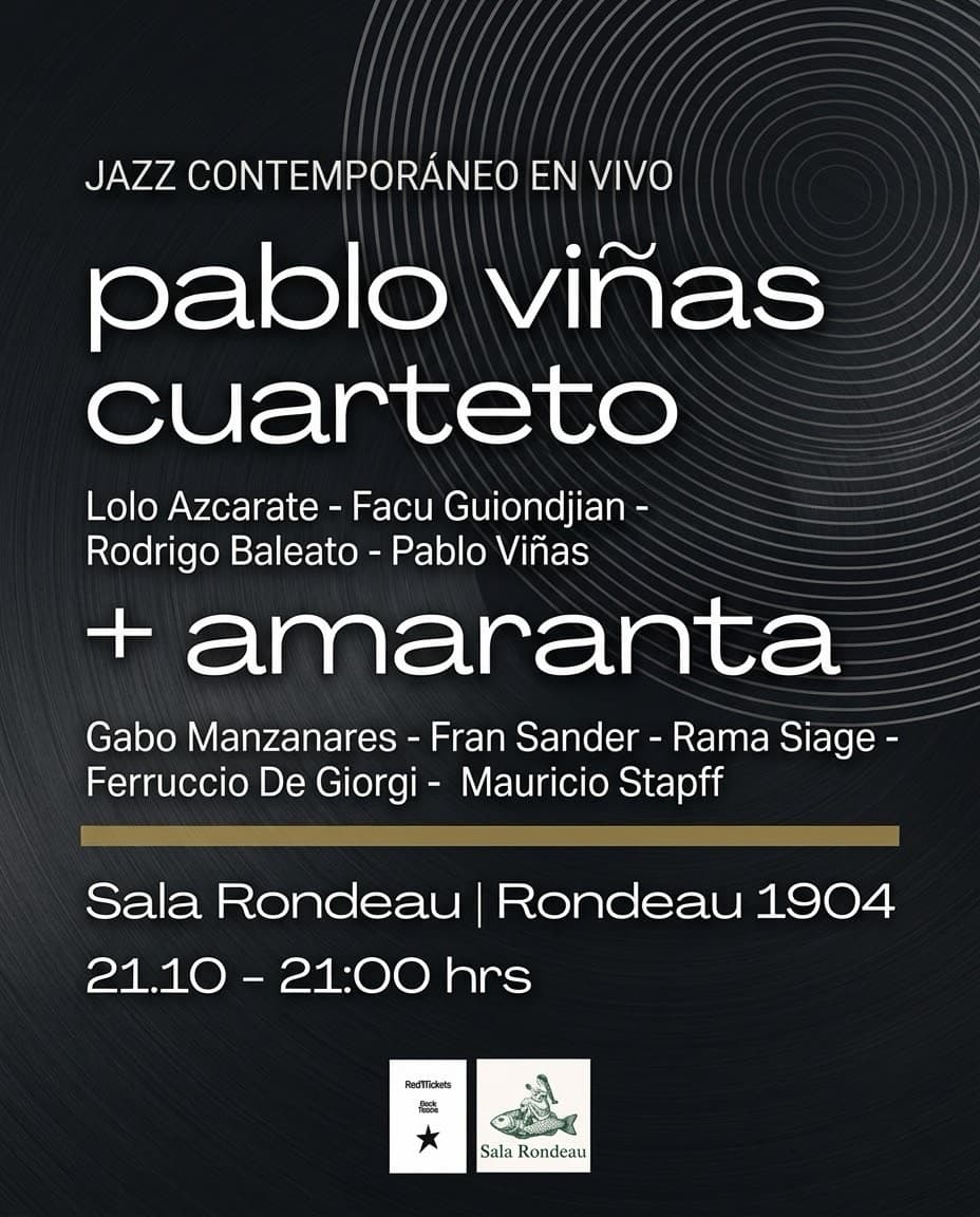 Flyer de Pablo Viñas Cuarteto y Amaranta