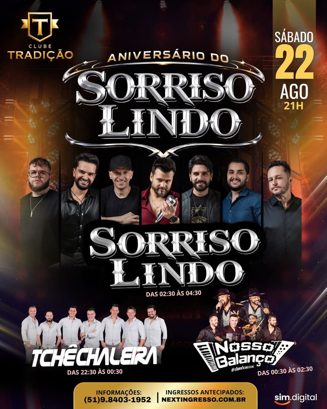 Flyer de Grupo Sorriso Lindo, Grupo Nosso Balanço e Tchê Chaleira