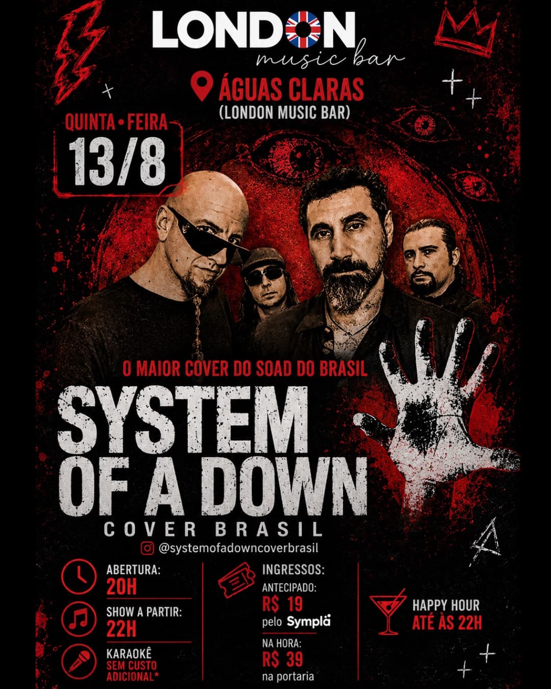 Flyer de System of a Down Cover Brasil