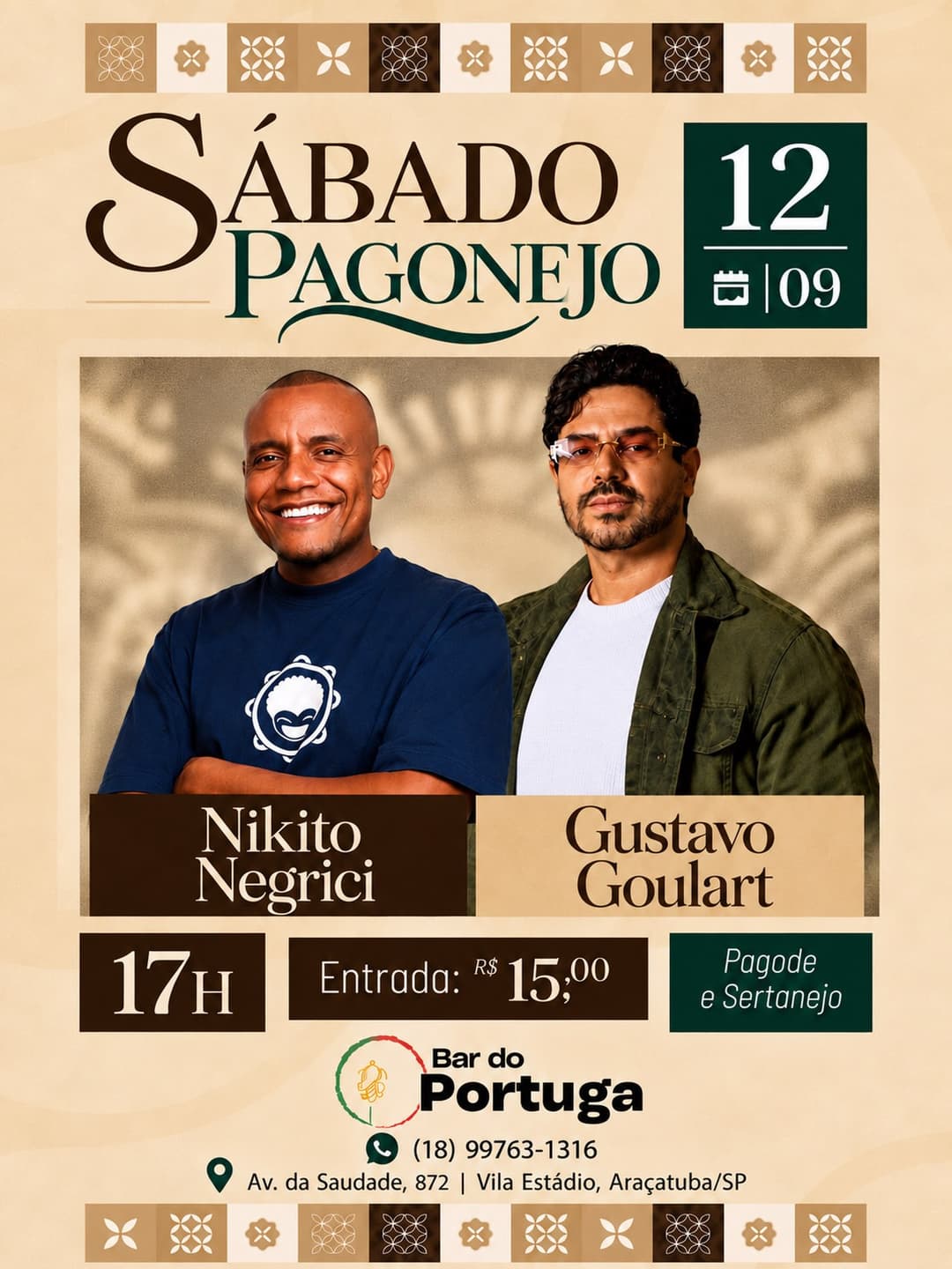 Flyer de Gustavo Goulart e Nikito Negrici