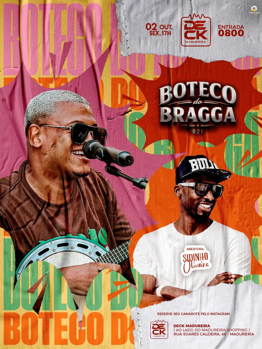 Flyer de Botequim do Bragga e Sidinho Oliveira