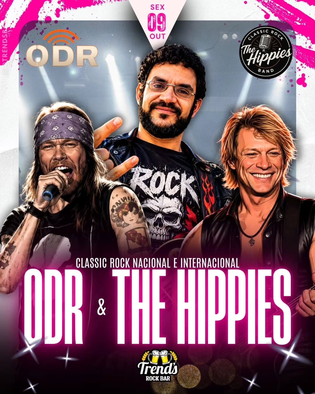 Flyer de THE HIPPIES, ODR e ODR & The Hippies