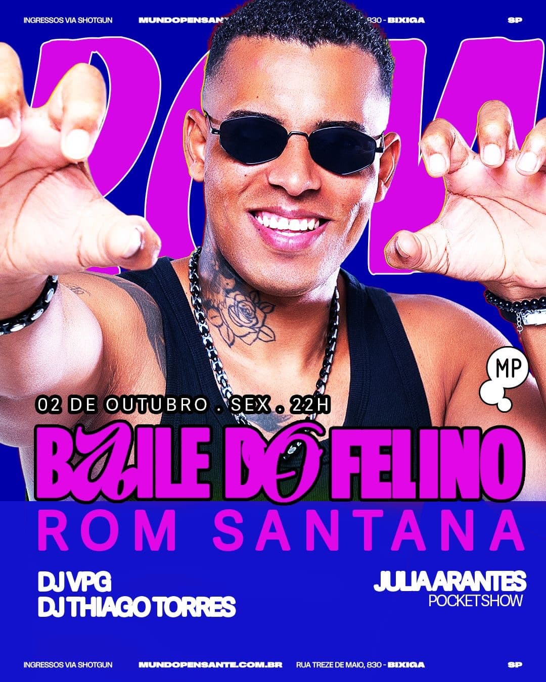 Flyer de É o Felino, Julia Arantes e mais 3 artistas