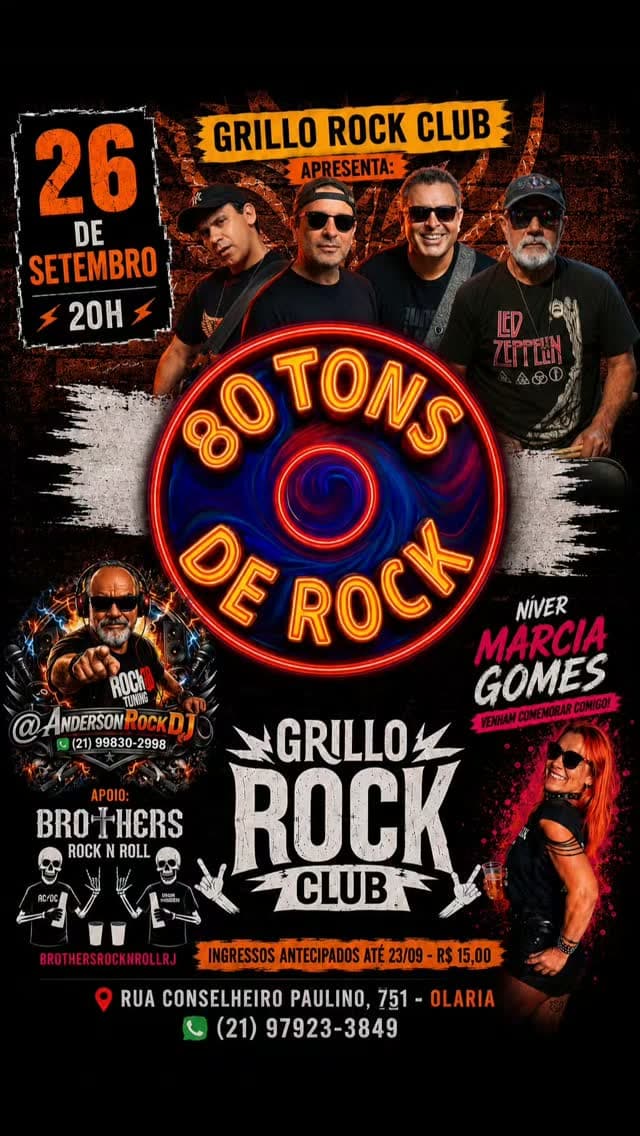 Flyer de Anderson DJ Rock e 80 Tons de Rock