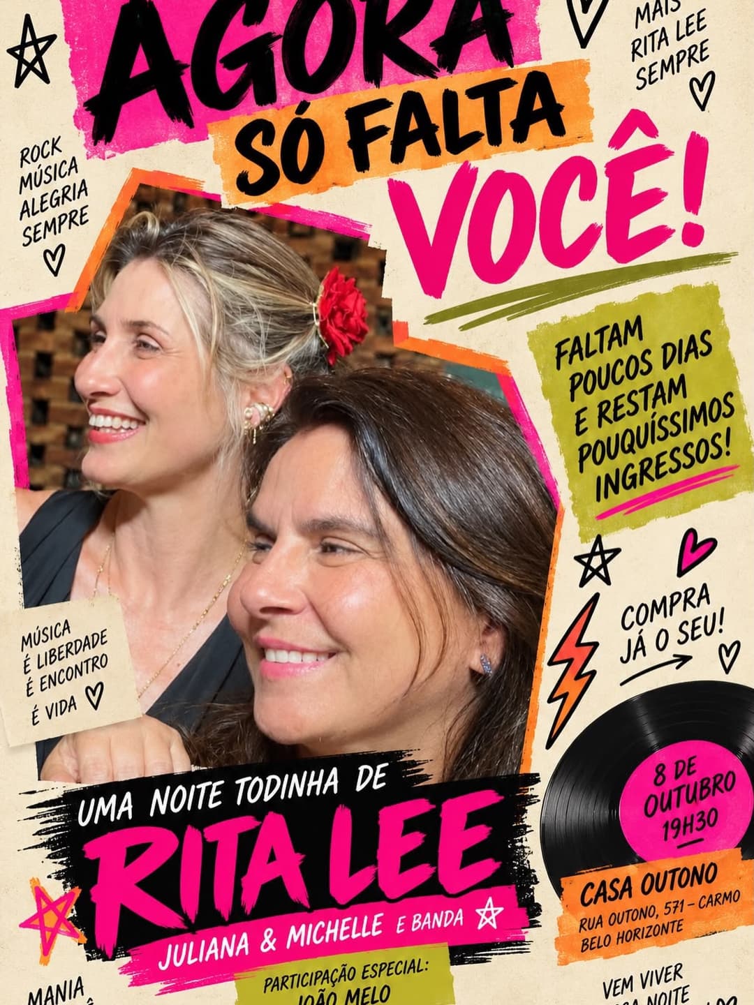 Flyer de Juliana & Michele e João Melo