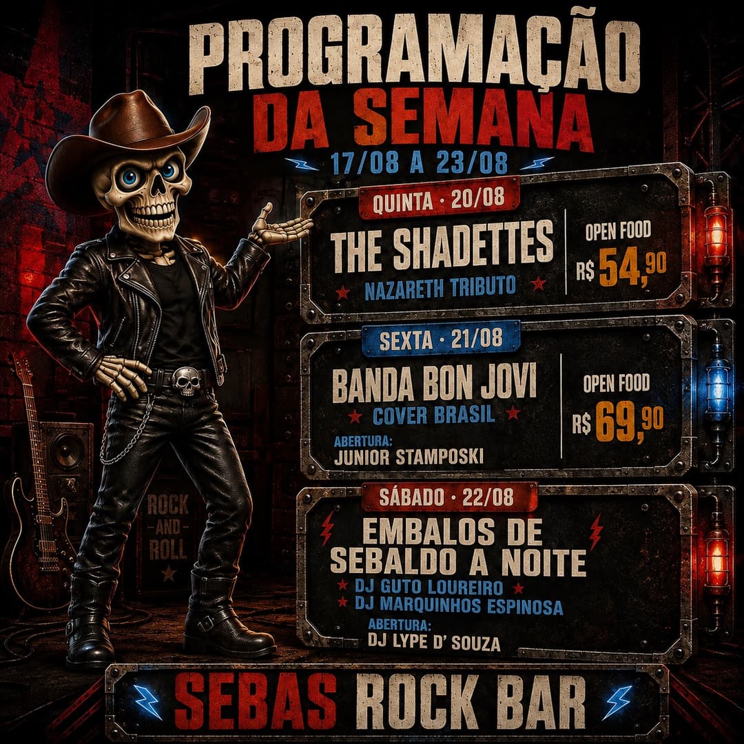 Flyer de Bon Jovi Cover Brasil e Junior stemposki
