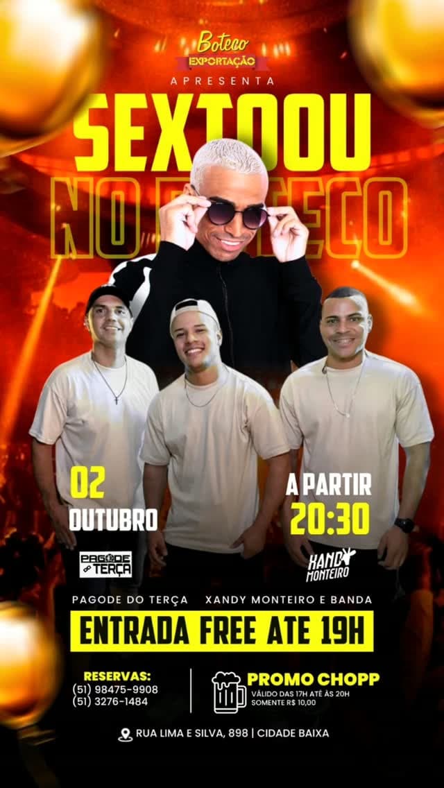 Flyer de Pagode do Terça e Xandy Monteiro