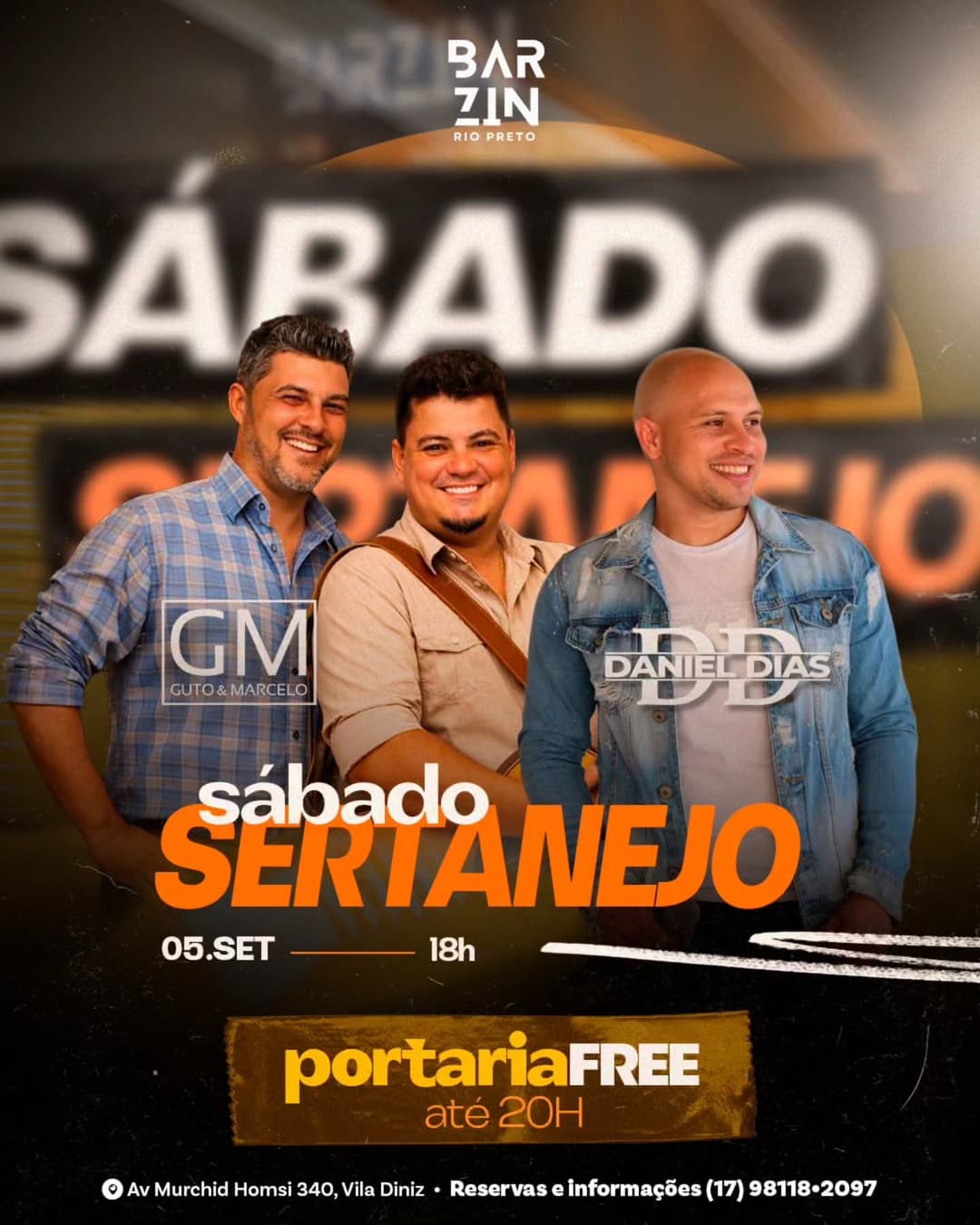 Flyer de Daniel Dias e Guto & Marcelo