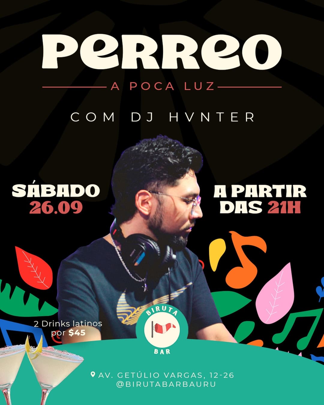 Flyer de Festa LATINA e DJ Hunter