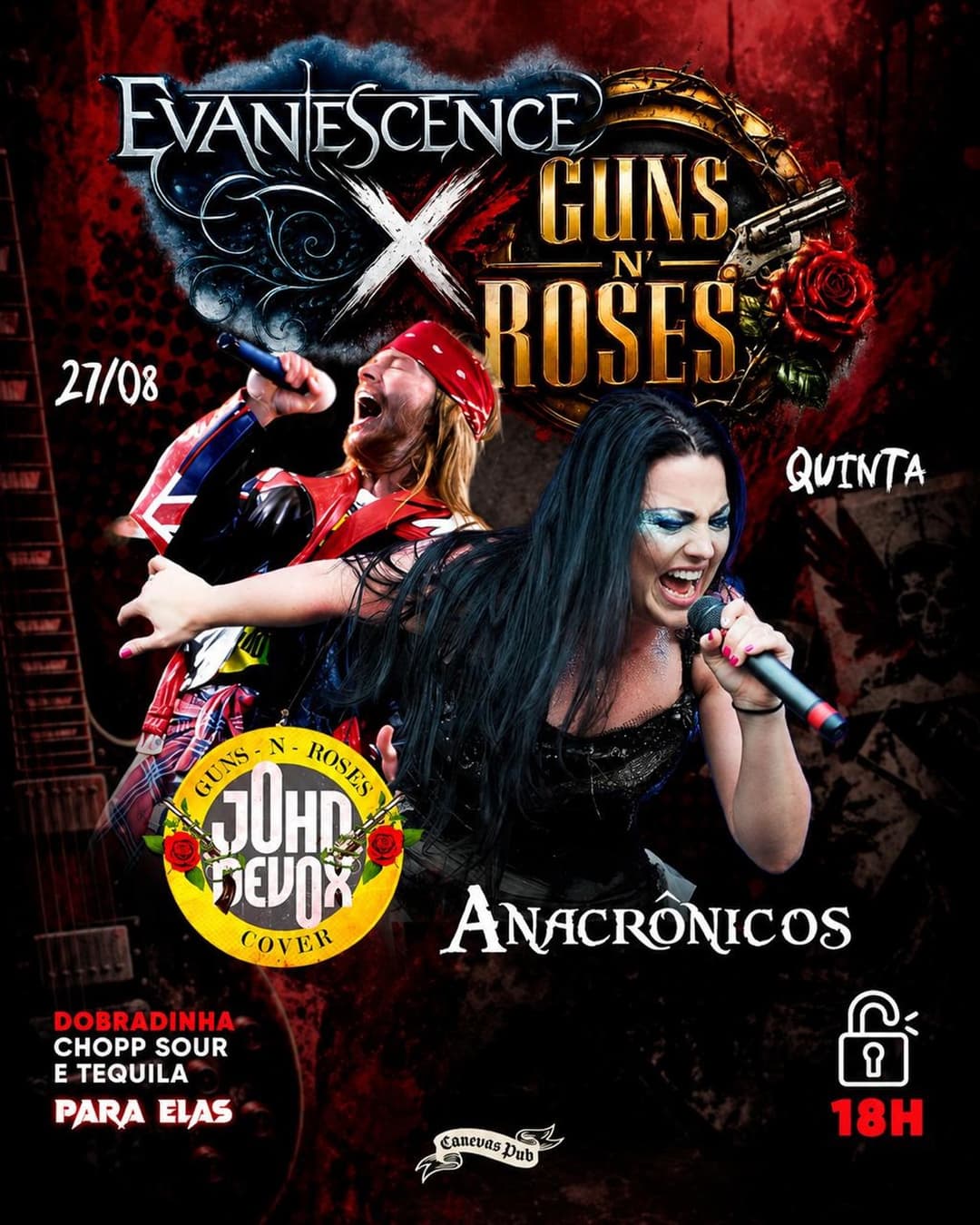 Flyer de John Devox e Anacrônicos