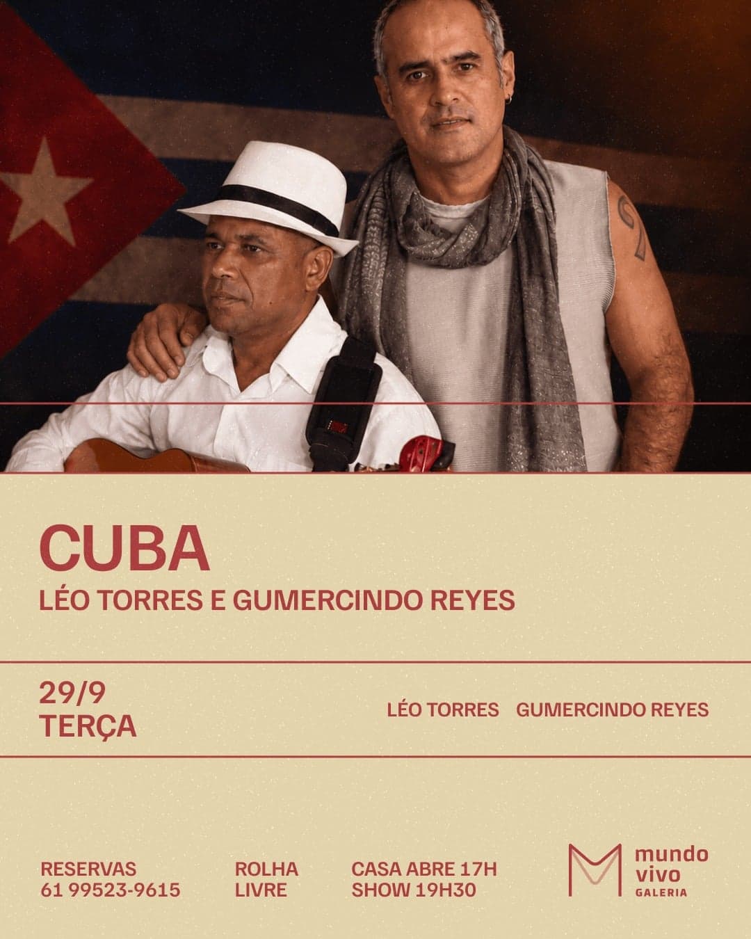 Flyer de Leo Torres, Gumercindo Reyes e mais 1 artista