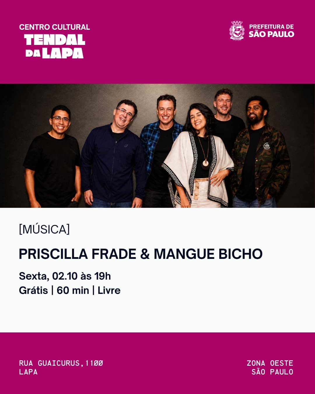 Flyer de Priscilla Frade & Mangue Bicho