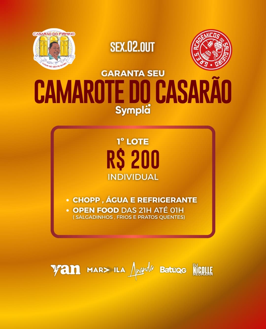Flyer de Ananda, Marvvila, BatuQG, Yan e DJ Nicolle Neumann