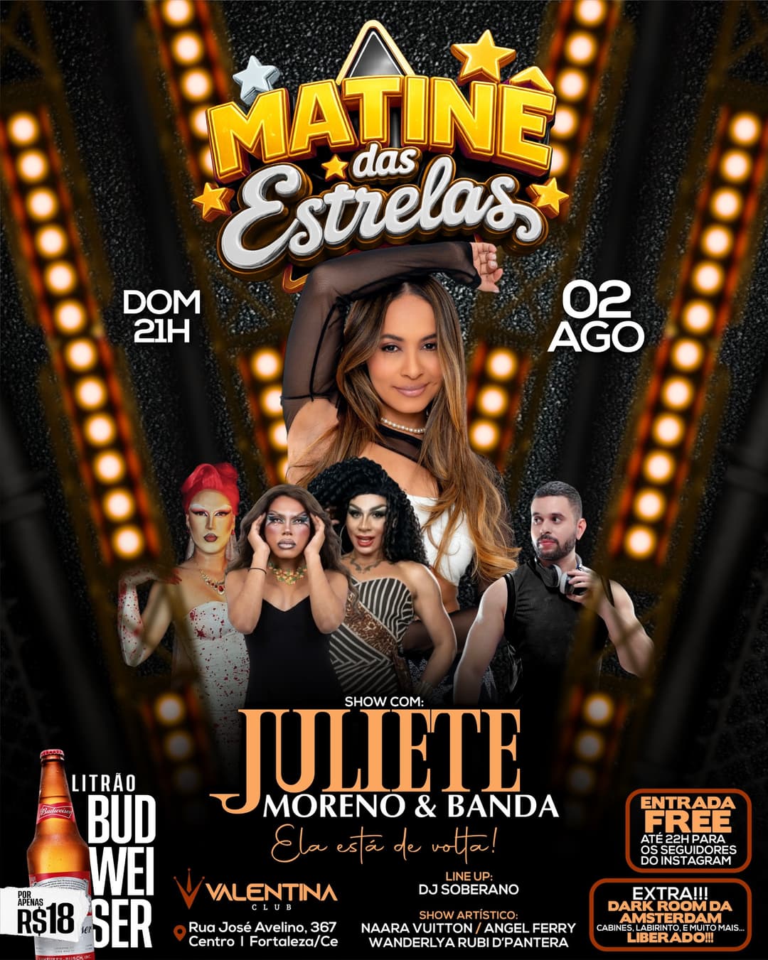 Flyer de JULIETE MORENO & BANDA, DJ Soberano e mais 3 artistas