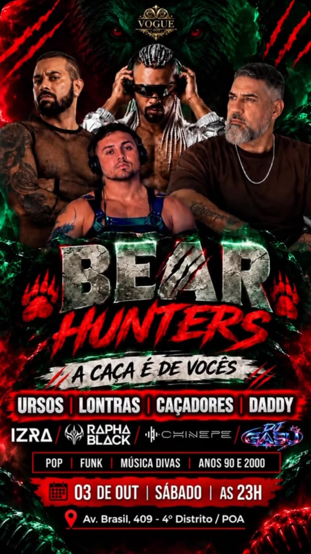 Flyer de Chinepe, IZRA, Raphablack e DJ GABU