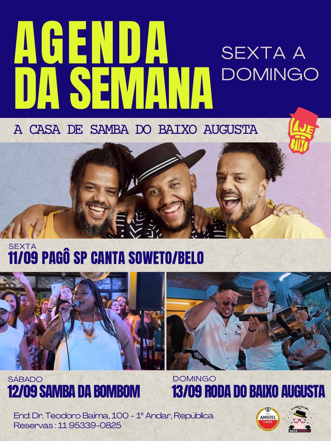 Flyer de Grupo Caxambu e Tradicional Roda do Baixo Augusta