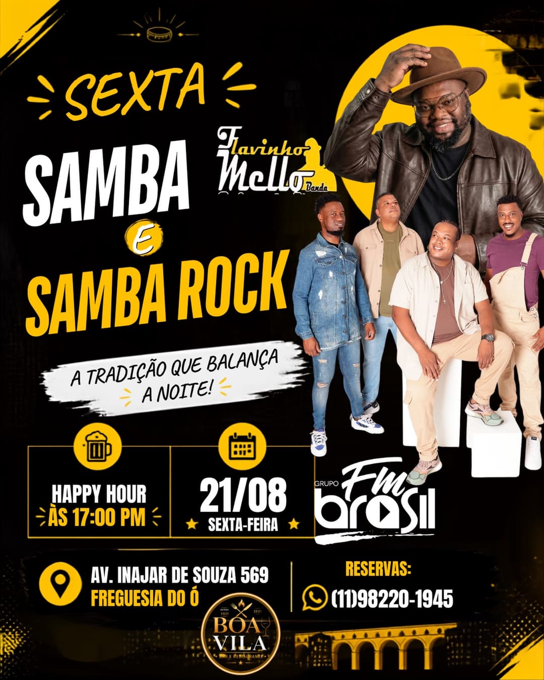 Flyer de Flavinho Mello & Banda e Grupo Em Brasil