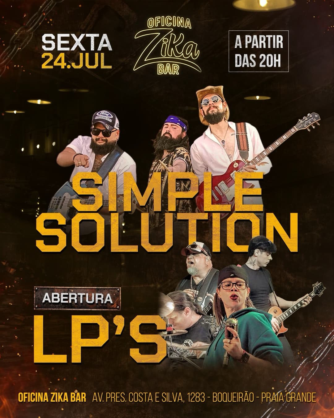 Flyer de Banda Long Player's - LP'S e Simple Solution