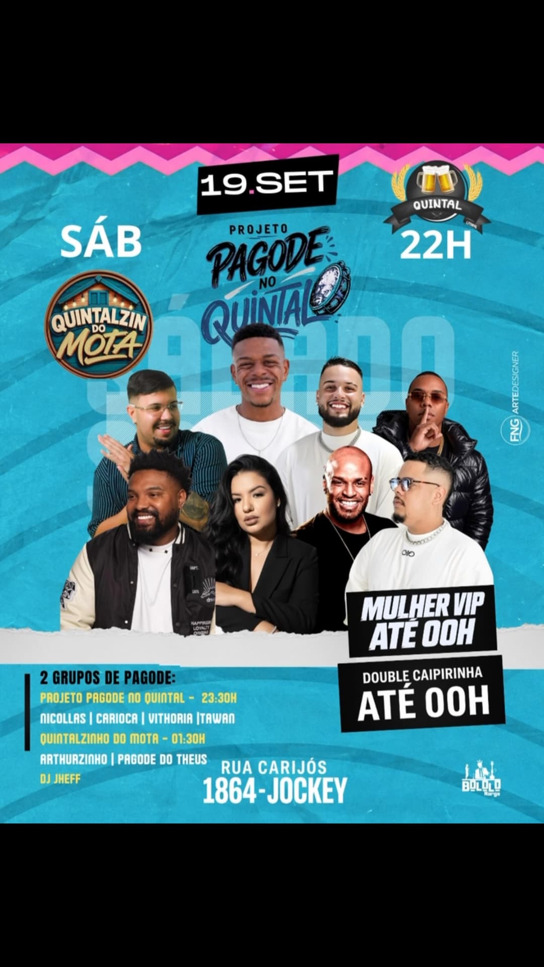 Flyer de DJ Jheff, Projeto Pagode no Quintal e mais 1 artista