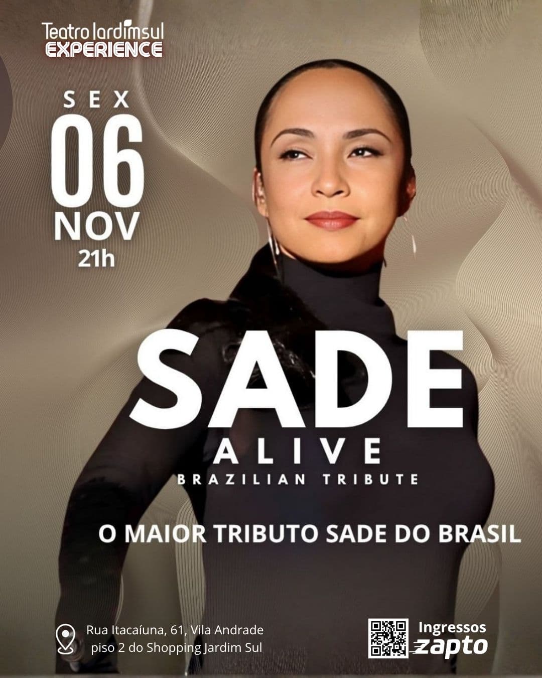 Flyer de Sade Alive - Brazilian Tribute