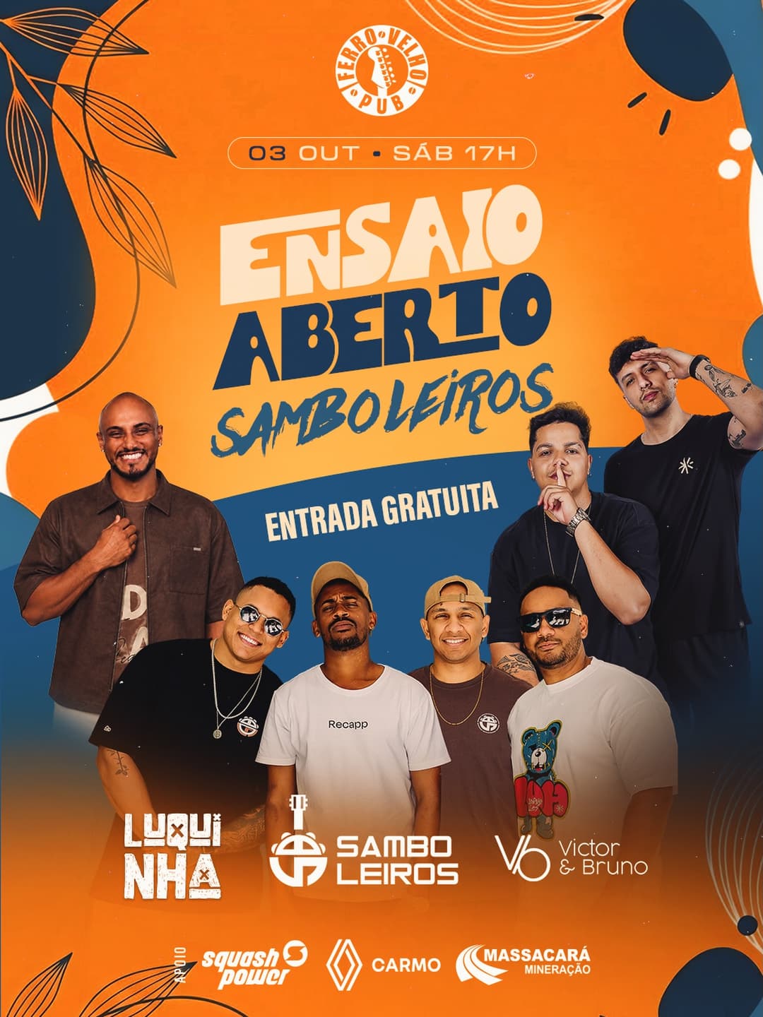 Flyer de Cantorluquinha, Victor & Bruno e Grupo Samboleiros