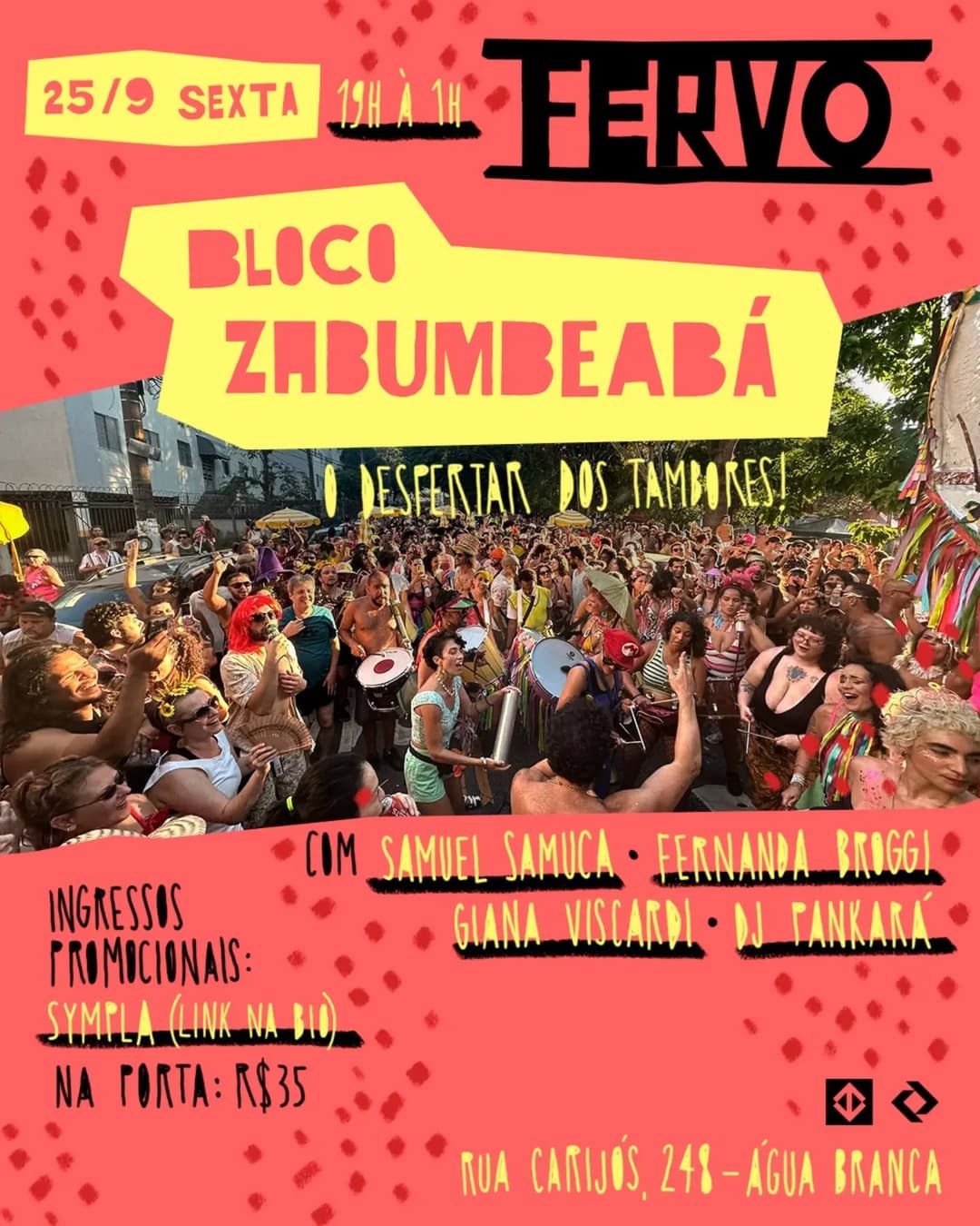 Flyer de Samuel Samuca, Fernanda Broggi e mais 2 artistas