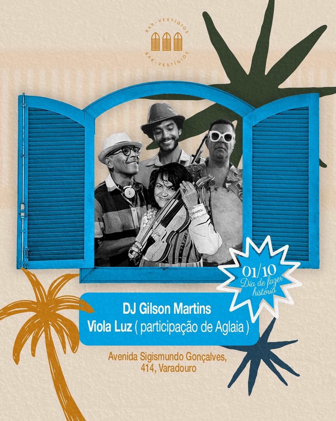 Flyer de Aglaia Costa, djgilsonmartins e viola.luz