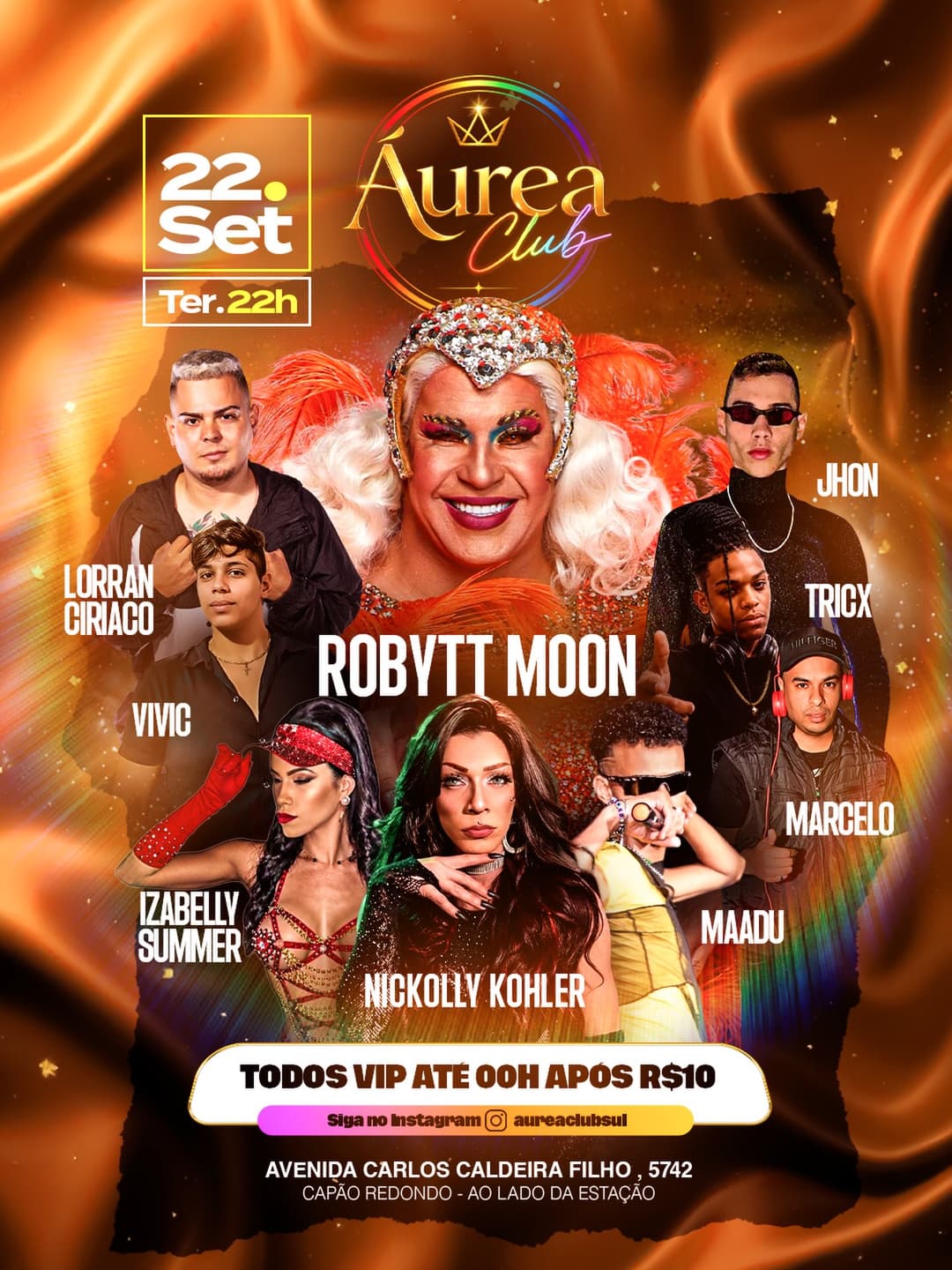 Flyer de Marcelo, Lorran Ciriaco, Robytt Moon e mais 6 artistas