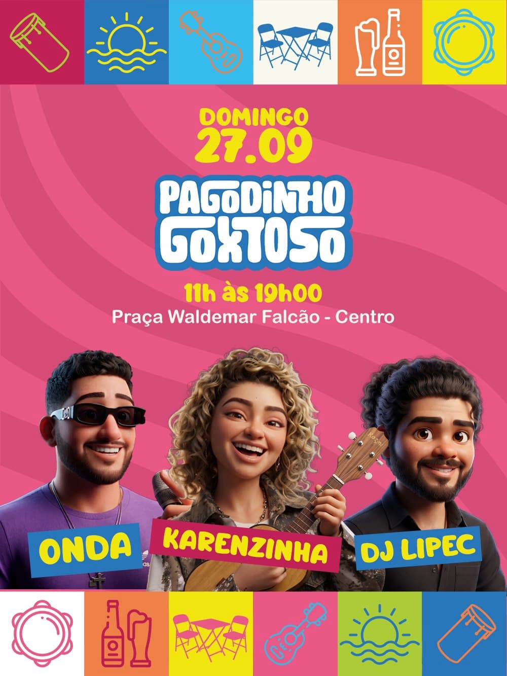 Flyer de Pagodinho Goxtoso, Lipe Cavaignac, Karenzinha e Onda