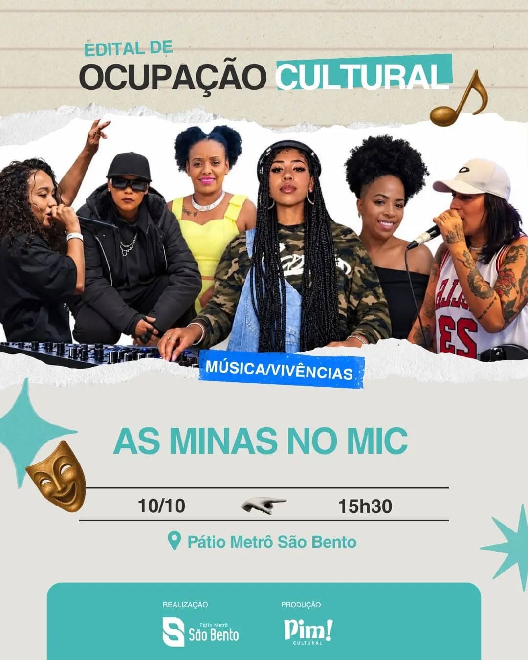 Flyer de As Minas no Mic