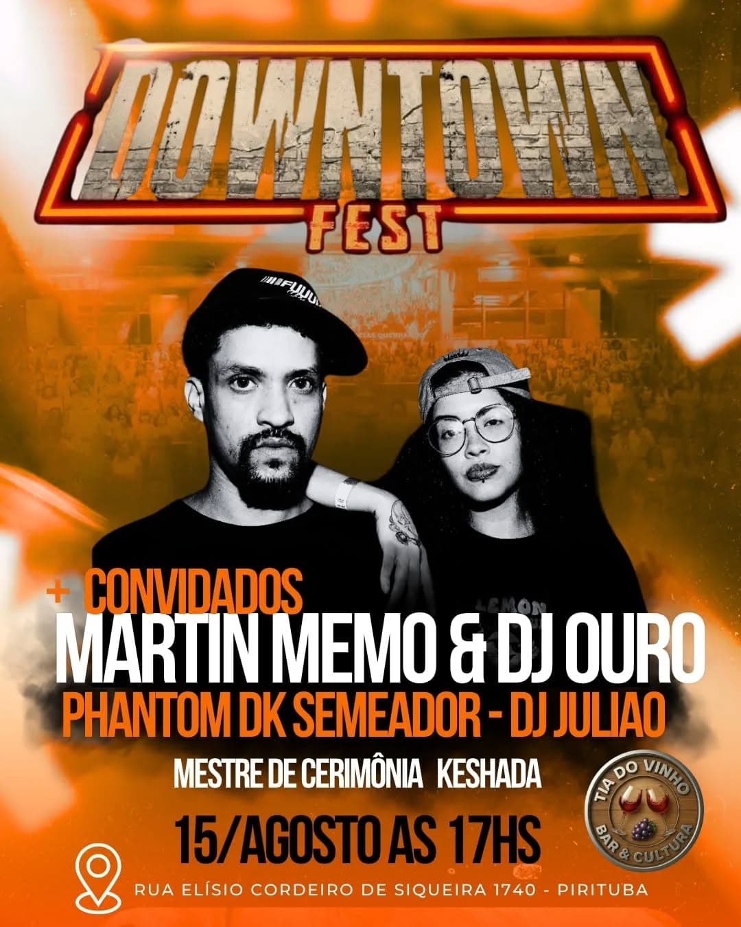 Flyer de Märtin Memo, Phantom Dk, Semeador e DJ Julião