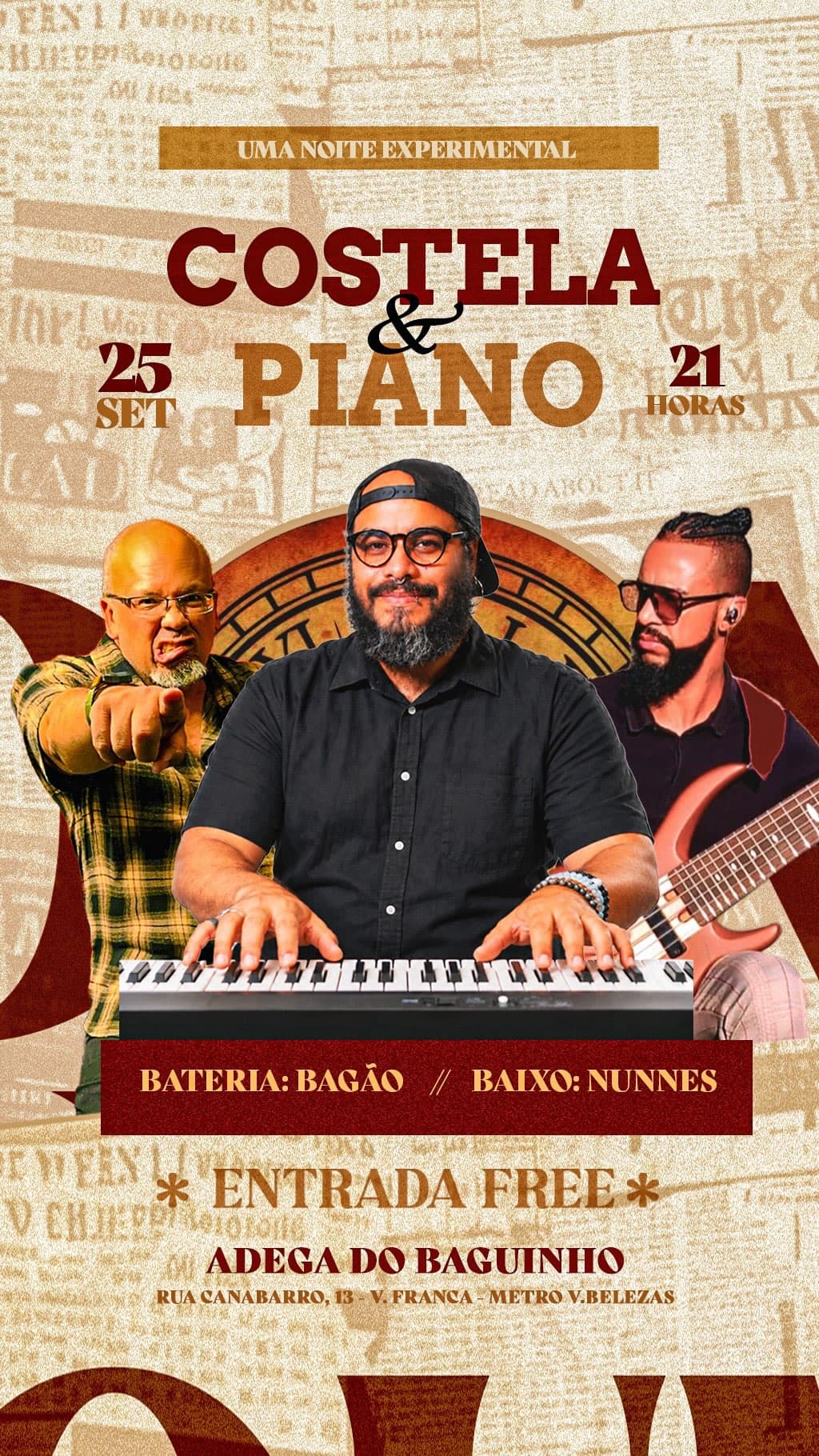 Flyer de Costela Mendes, Nunnes e Ricardo Carvalho (Bagão)