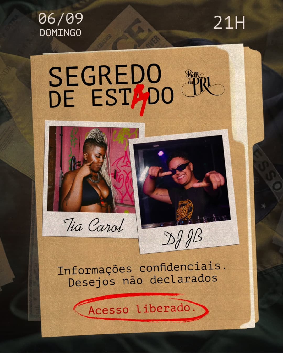 Flyer de DJ Jb e Tia Carol