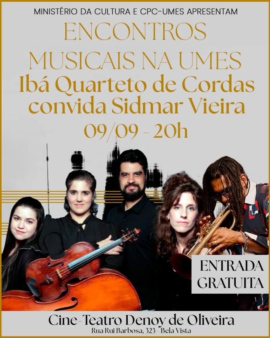 Flyer de Sidmar Vieira e Ibá Quarteto de Cordas
