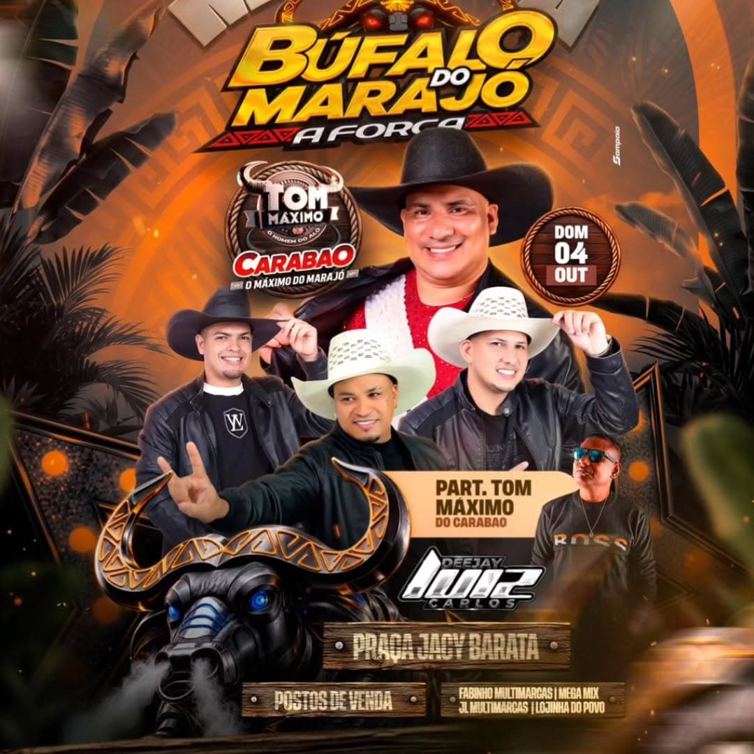 Flyer de Luis Carlos Sena, Búfalo do Marajó e mais 3 artistas