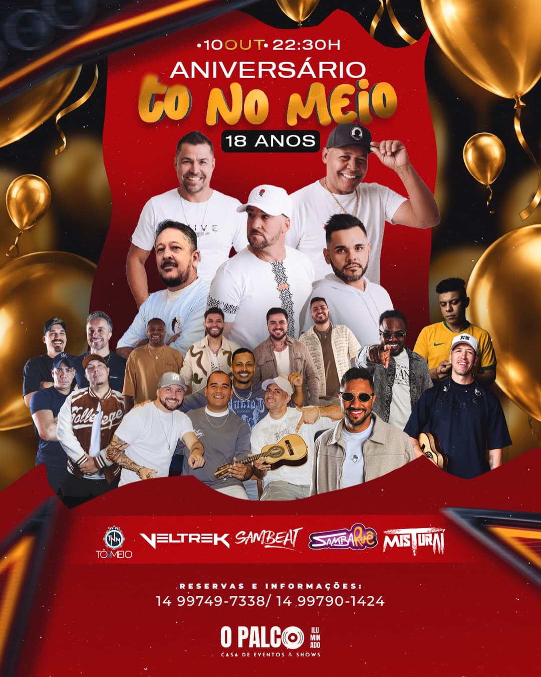 Flyer de Grupo ToNoMeio Oficial e mais 8 artistas